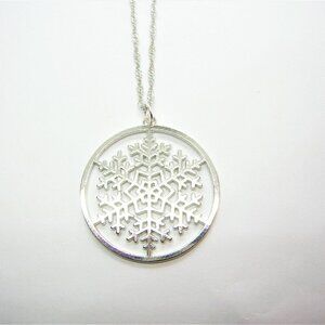 Silver Steel Laser Cut Snowflake Necklace